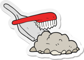 sticker of a cartoon dust pan and brush sweeping png