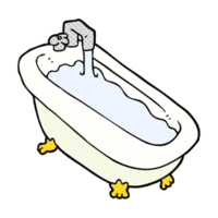 main tiré dessin animé une baignoire plein de l'eau png