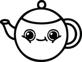 line drawing cartoon of a tea pot png