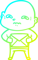 cold gradient line drawing of a cartoon nervous man png