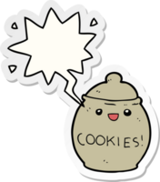 schattig tekenfilm koekje pot met toespraak bubbel sticker png