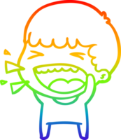 rainbow gradient line drawing of a cartoon laughing man png