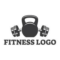 Fitness club logo with kettlebell on white, illustration template vector