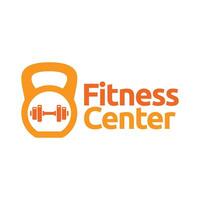 Fitness club logo with kettlebell on white, illustration template vector