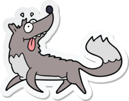 sticker of a cartoon hungry wolf png