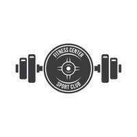 barbell Plate logo design isolated on white background. vector