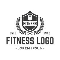 Fitness club logo with kettlebell on white, illustration template vector