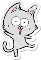 distressed sticker of a funny cartoon cat png