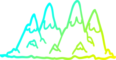 cold gradient line drawing of a cartoon mountain range png