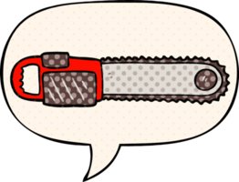cartoon chainsaw with speech bubble in comic book style png