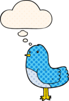 cartoon bird with thought bubble in comic book style png