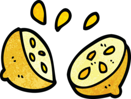 dessin animé doodle citron coupé en deux png