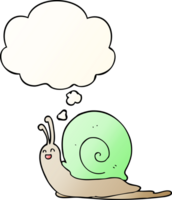 cartoon snail with thought bubble in smooth gradient style png