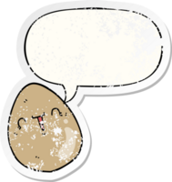 cartoon egg with speech bubble distressed distressed old sticker png