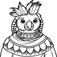 Cockatoo coloring pages. Bird outline for coloring book. vector