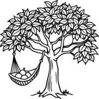 Guava tree coloring pages. Tree outline for coloring book vector