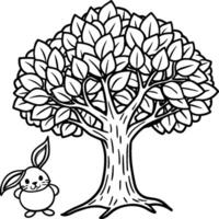 Guava tree coloring pages. Tree outline for coloring book vector