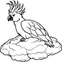 Cockatoo coloring pages. Bird outline for coloring book. vector