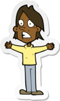 sticker of a cartoon frightened man png