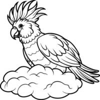 Cockatoo coloring pages. Bird outline for coloring book. vector