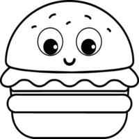 dibujos animados hamburguesa colorante paginas hamburguesa describir. hamburguesa comida línea Arte vector