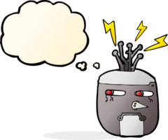 Cartoon-Roboterkopf mit Gedankenblase png