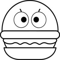 Cartoon hamburger coloring pages. Burger outline. Burger food line art vector