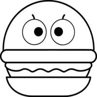 Cartoon hamburger coloring pages. Burger outline. Burger food line art vector