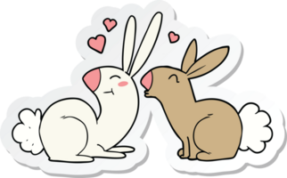 sticker of a cartoon rabbits in love png