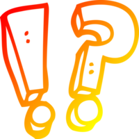 warm gradient line drawing of a cartoon question mark and exclamation mark png