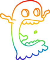 rainbow gradient line drawing of a cartoon spooky ghost png