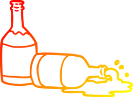 caldo pendenza linea disegno di un' birra bottiglie con rovesciato birra png