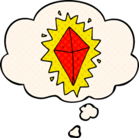cartoon diamond with thought bubble in comic book style png