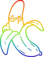 rainbow gradient line drawing of a cartoon banana png