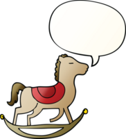 cartoon rocking horse with speech bubble in smooth gradient style png