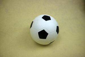 un pequeño blanco y negro juguete caucho pelota foto
