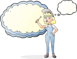 hand drawn thought bubble cartoon female mechanic png