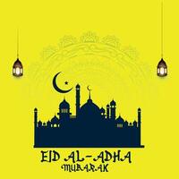 Eid Al Adha mubarak beautiful greeting islami background vector