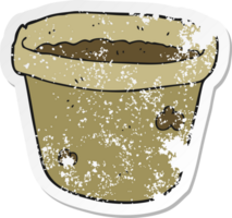 retro distressed sticker of a cartoon pot of earth png