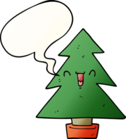 cartoon christmas tree with speech bubble in smooth gradient style png