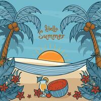 Hand drawn summer illustration vector