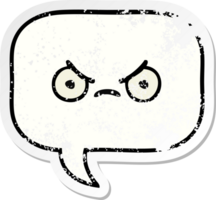 distressed sticker of a cute cartoon speech bubble png