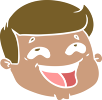 happy flat color style cartoon male face png