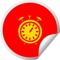 circular peeling sticker cartoon of a alarm clock png