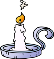 hand drawn gradient cartoon doodle of a candle holder and lit candle png