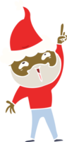 ilustração de cor plana desenhada à mão de um homem barbudo feliz usando chapéu de papai noel png