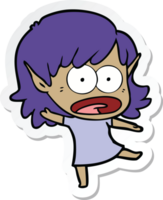 sticker of a cartoon shocked elf girl png