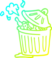 cold gradient line drawing of a cartoon waste bin png