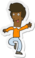 sticker of a cartoon man dancing png