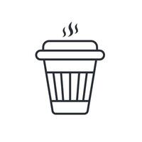 Paper Coffee cup, hot coffee line icon vector